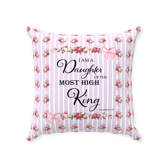 Daughter of the Most High King - Shabby Chic Lavender Zippered Faux Suede Throw Pillow Cover