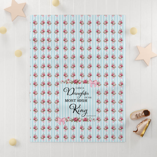 Daughter of the Most High King - Shabby Chic Blue 30"x40" Fleece Baby Blanket