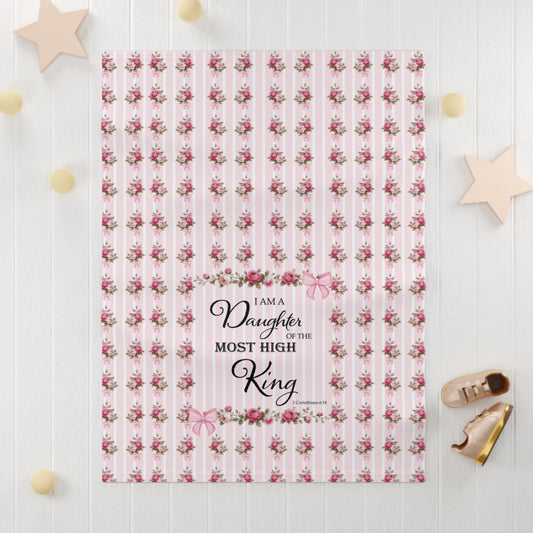Daughter of the Most High King - Shabby Chic Pink 30"x40" Fleece Baby Blanket